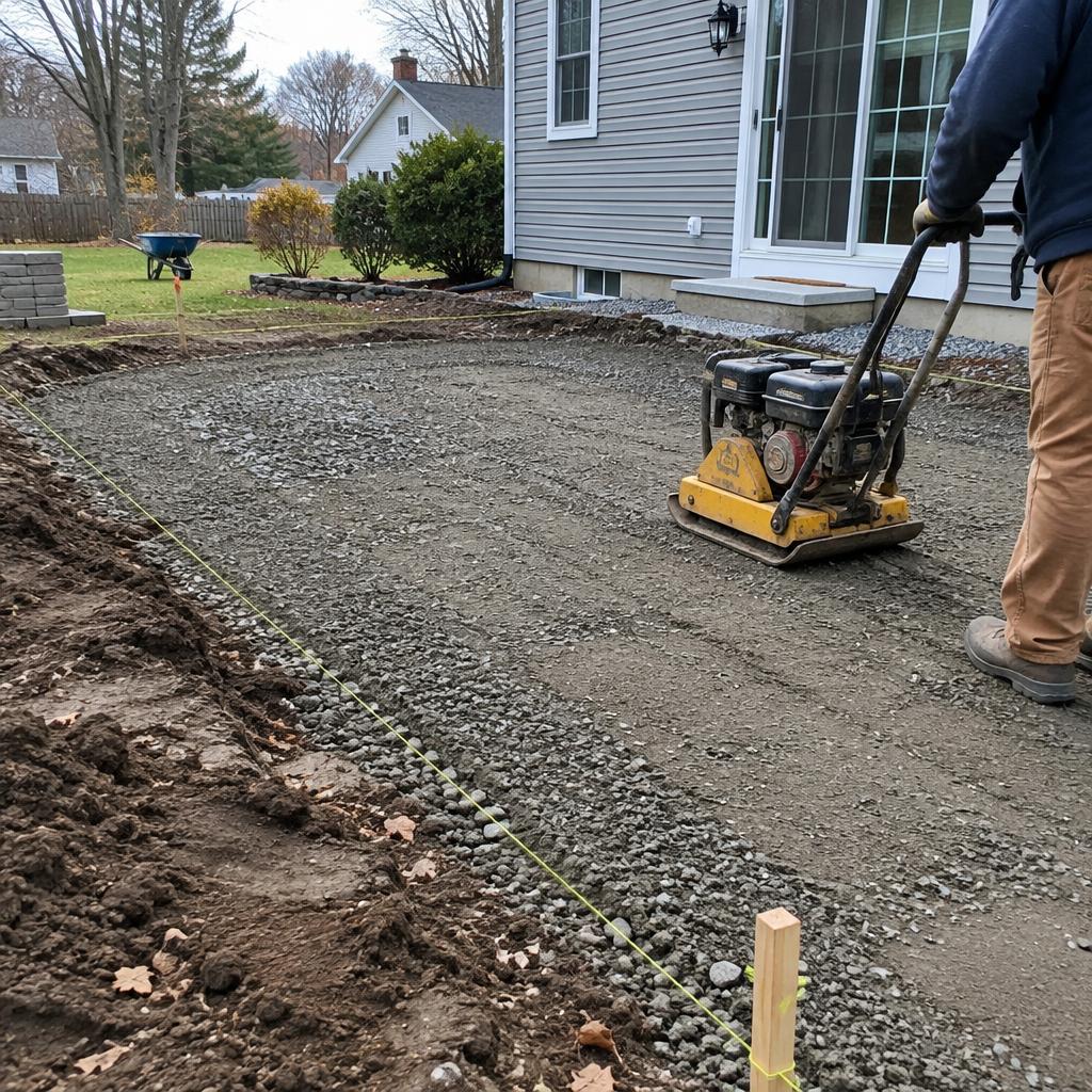 Backyard patio project — during stage